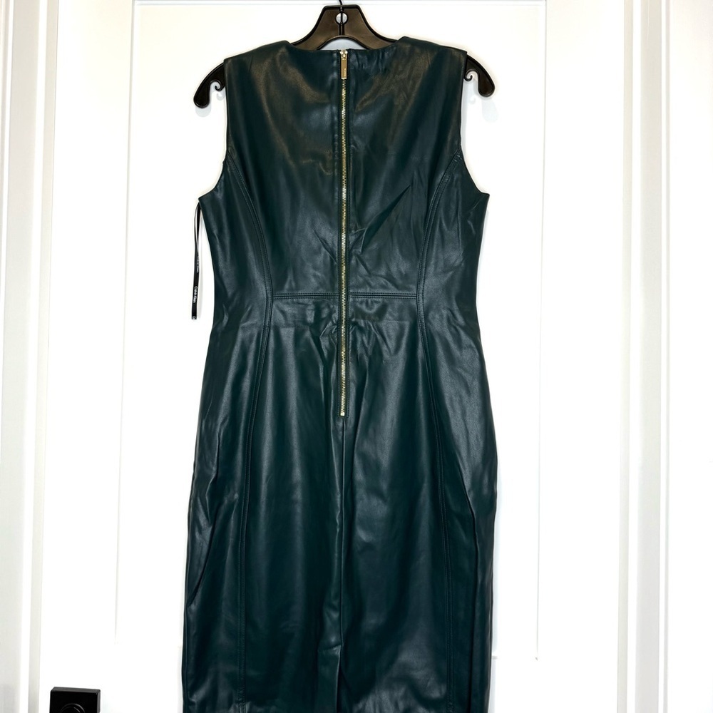 Calvin Klein green faux leather dress - Picture 2 of 11